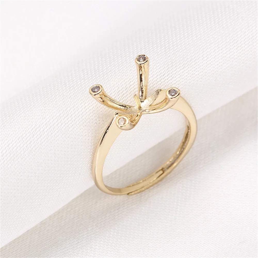 

14k gold clad colorful ring micro zirconia pearl DIY accessories