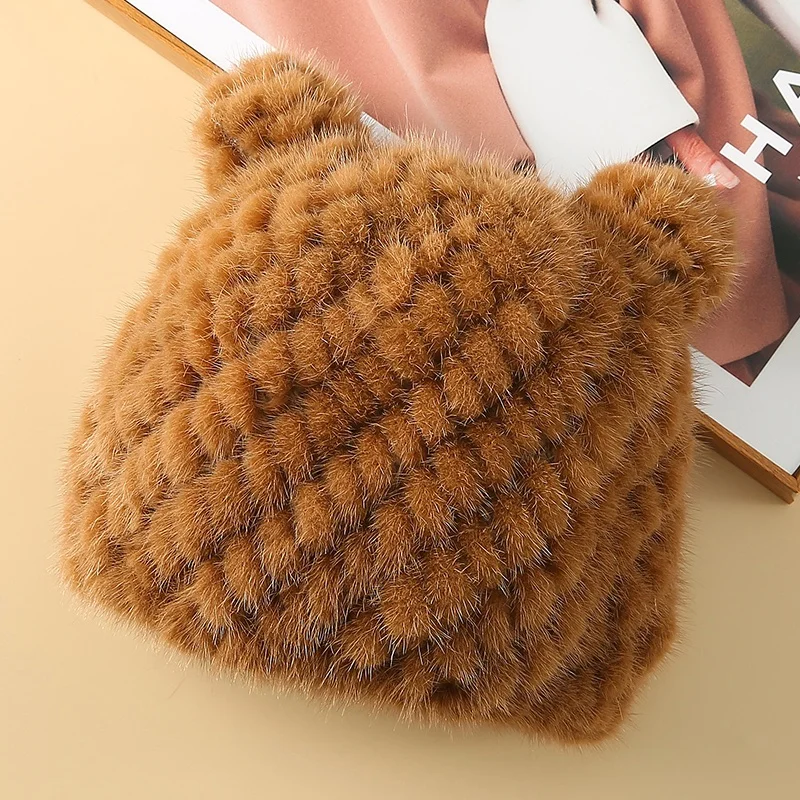 Новая норковая шапка для мужчин и женщин зимняя теплая маленьких детей