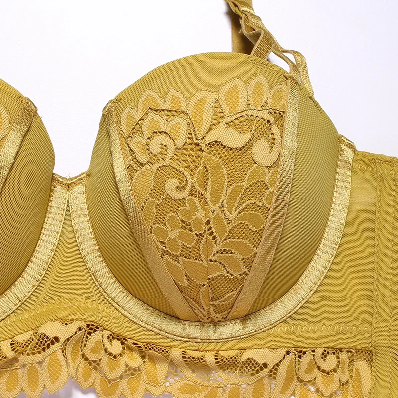 Women's Underwear Set  Balconette Bra Push Up Padded Cup Underwire  Lace Trim Sexy Linerie Set Dotey Popsy