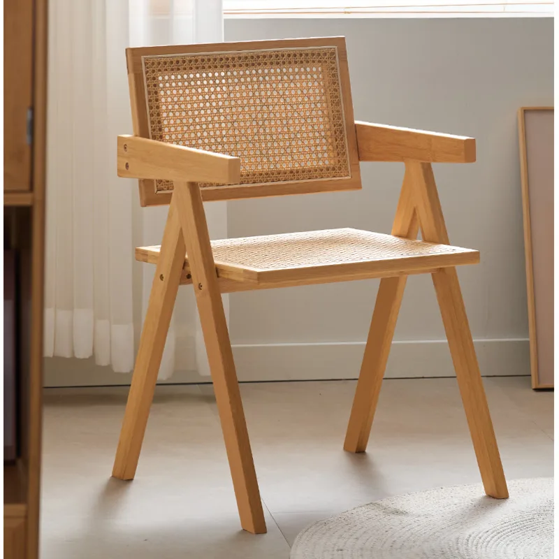 

Компьютерное кресло, японские простые обеденные стулья из натурального бамбука, кухонный стул из ротанга, с устойчивым подшипником, мебель для дома