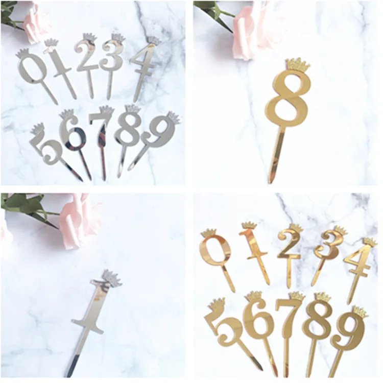 

Number 0-9 Cake Topper Birthday Anniversary Wedding Party digit cupcake toppers Flags kids Baby Shower 1 st Birthday Decoration