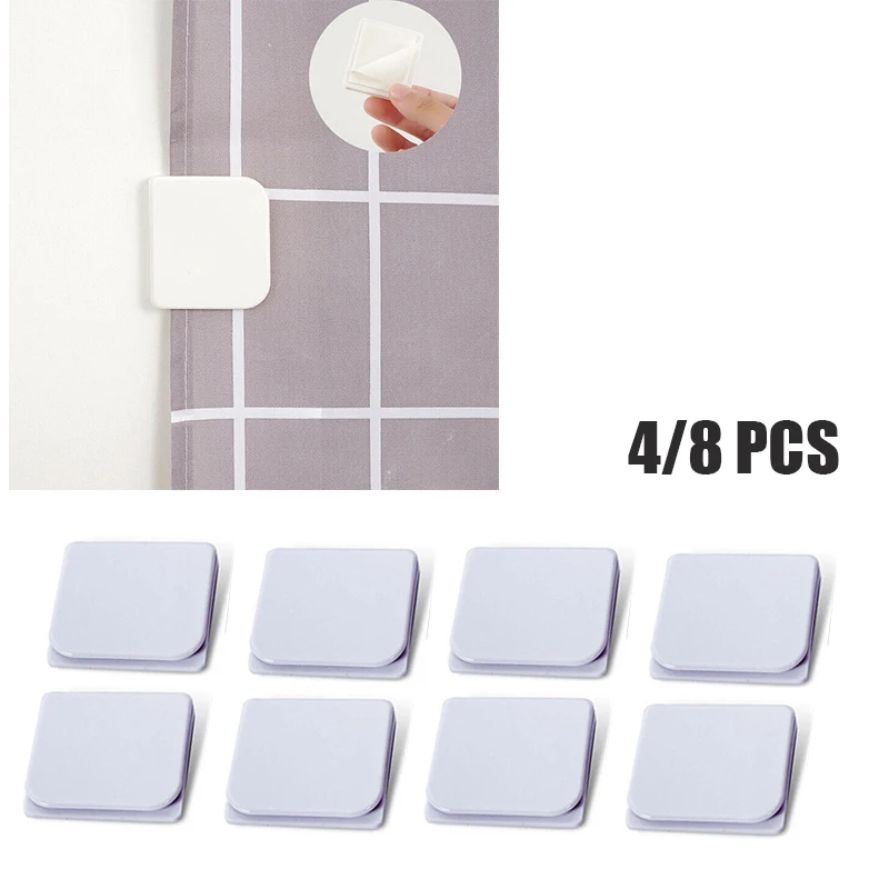 

4/8pcs Shower Curtain Clips Fixed Hook Household Necessities Toilet Curtain Rings Clip Holder Home Storage Bathroom Accessories