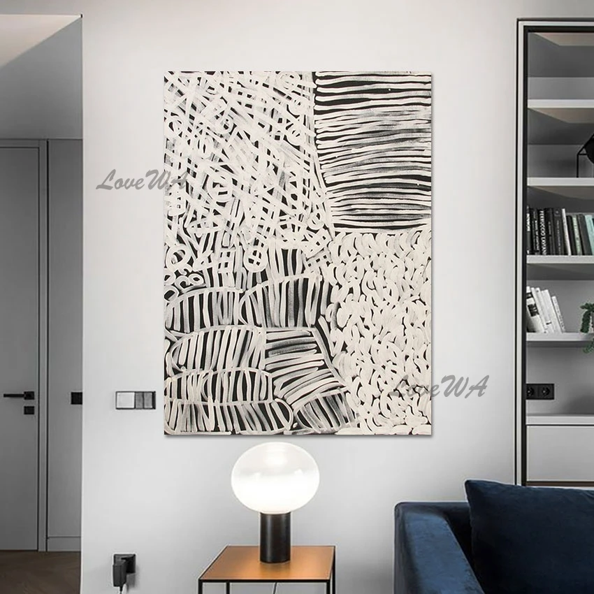 

Easy Canvas Paintings Abstract Art Original Artwork Painting Simple Line Texture Wall Picture No Frame Large Room Modern Decor