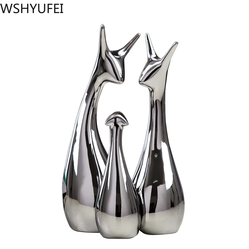 Трехштучный Современный Керамический Декоративный Статуэтка Животных Олень Фарфоровая Фигурка Домашний Офисный Декор Рождественский День Рождения Свадебный Подарок.