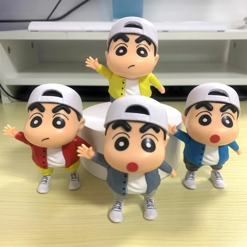

4 шт. Crayon Shin-Chan с шапкой, модель, кукла-колол, кавайная модель украшения, детские куклы, милые настольные украшения для автомобиля, детские мил...