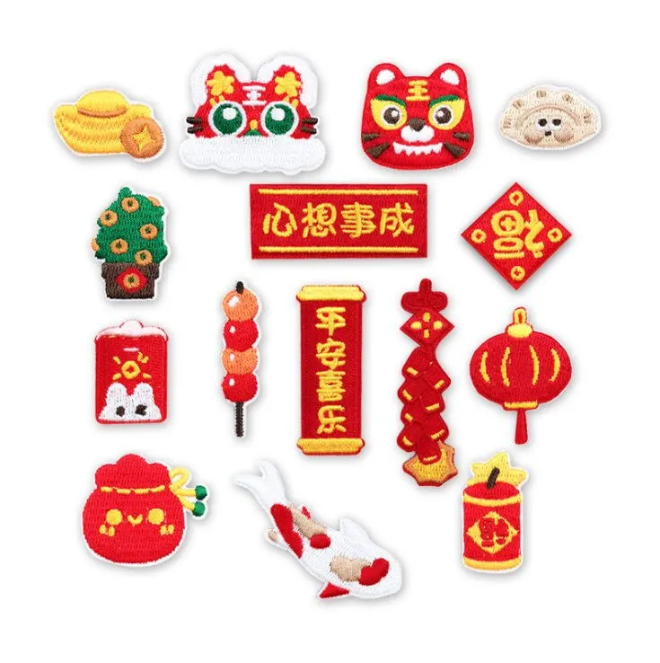 

Both Stick Iron Sew On 10 Pcs New Year Series Embroidered Patches Jeans Coat Tshirt Bag Shoe Hat Decor Repair Motif Accessory
