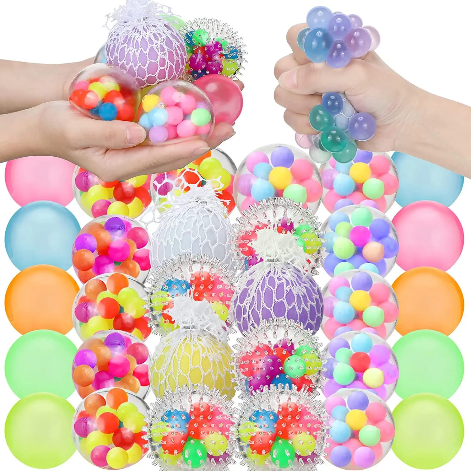 

1pcs Random Rainbow Color Mochi Squishy Squeeze Toys Fidget Hobbies Anti-stress Sensory Toys Mini Stress Relief Ball Game