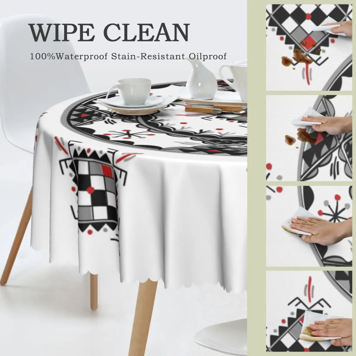 Пользовательская круглая Водонепроницаемая скатерть Kabyle с рисунком керамики