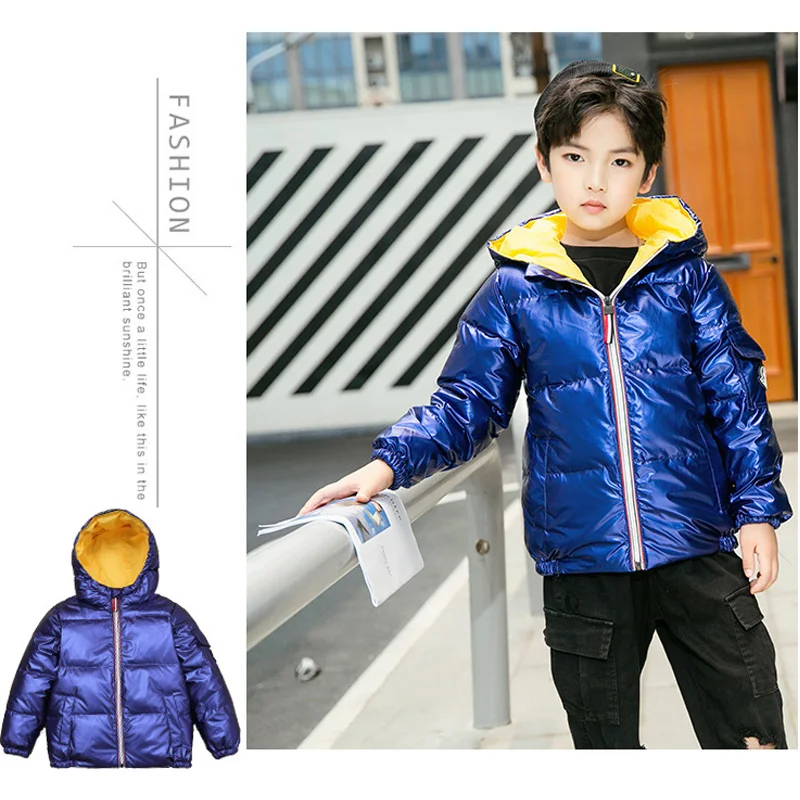Детская верхняя одежда для мальчиков и девочек, зимняя новая утолщенная теплая ветрозащитная куртка с капюшоном, модная детская одежда