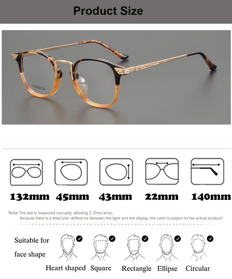 Винтажная оправа для очков ручной работы из ацетата и титана