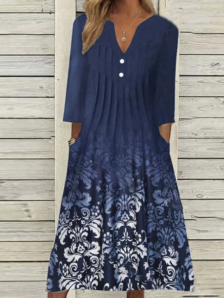 Женское плиссированное платье-макси на пуговицах Длинное Элегантное свободное