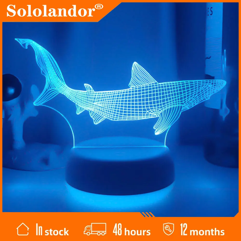 3d иллюзионная лампа в виде животного акриловый ночсветильник акулы для детской