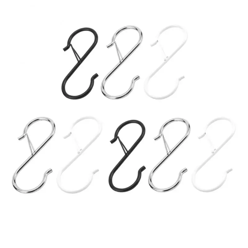 

10pcs Metal S-Shape Hook Garden Hanging Clasp Kitchen Pot Rack Bedroom Bags Clothes Towels Closet Rod S Hanger Hooks With Buckle