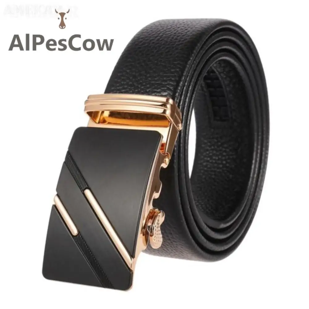 

High Quality Full Grain Leather Ratchet Belts For Men Automatic Buckle Male Fashion Designer Jeans Chain Stretch Luxury Brand