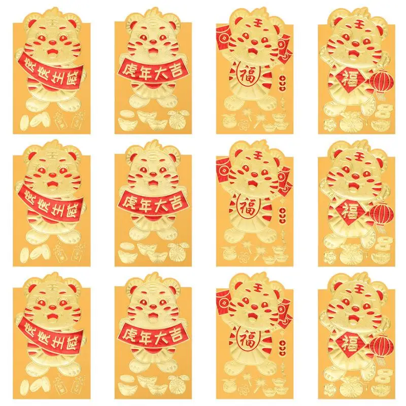 

60Pcs New Year Red Envelopes 2022 Chinese Spring Festival HongBao New Year Money Pockets Tiger Year Money Envelopes 14x8cm