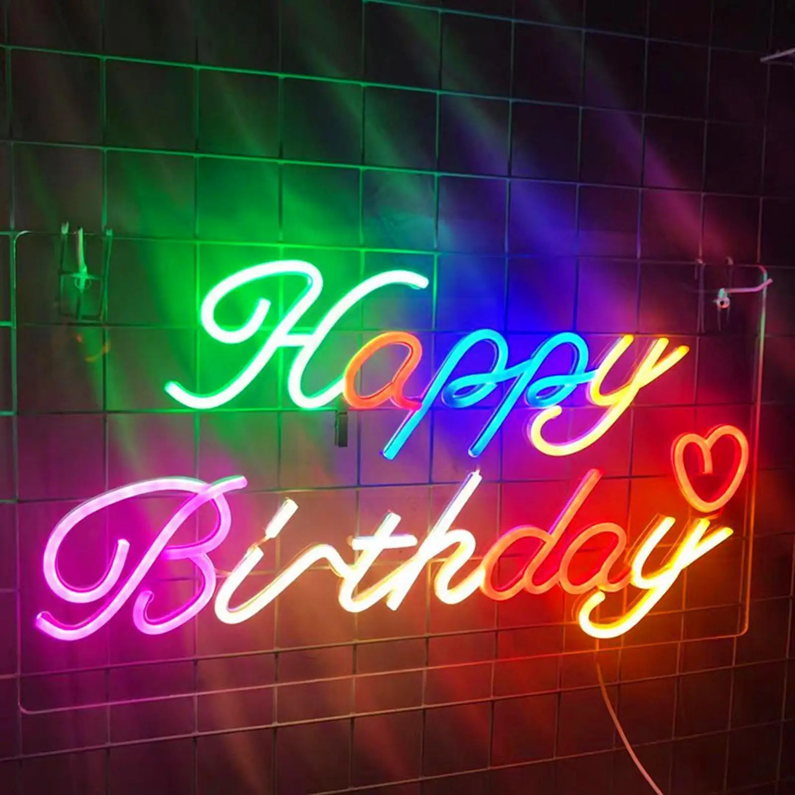 

50*30cm Happy Birthday Neon Sign Art Word Led Light Bar Club Warm Decoration White Party Background Birthday Party Colorful R8u3
