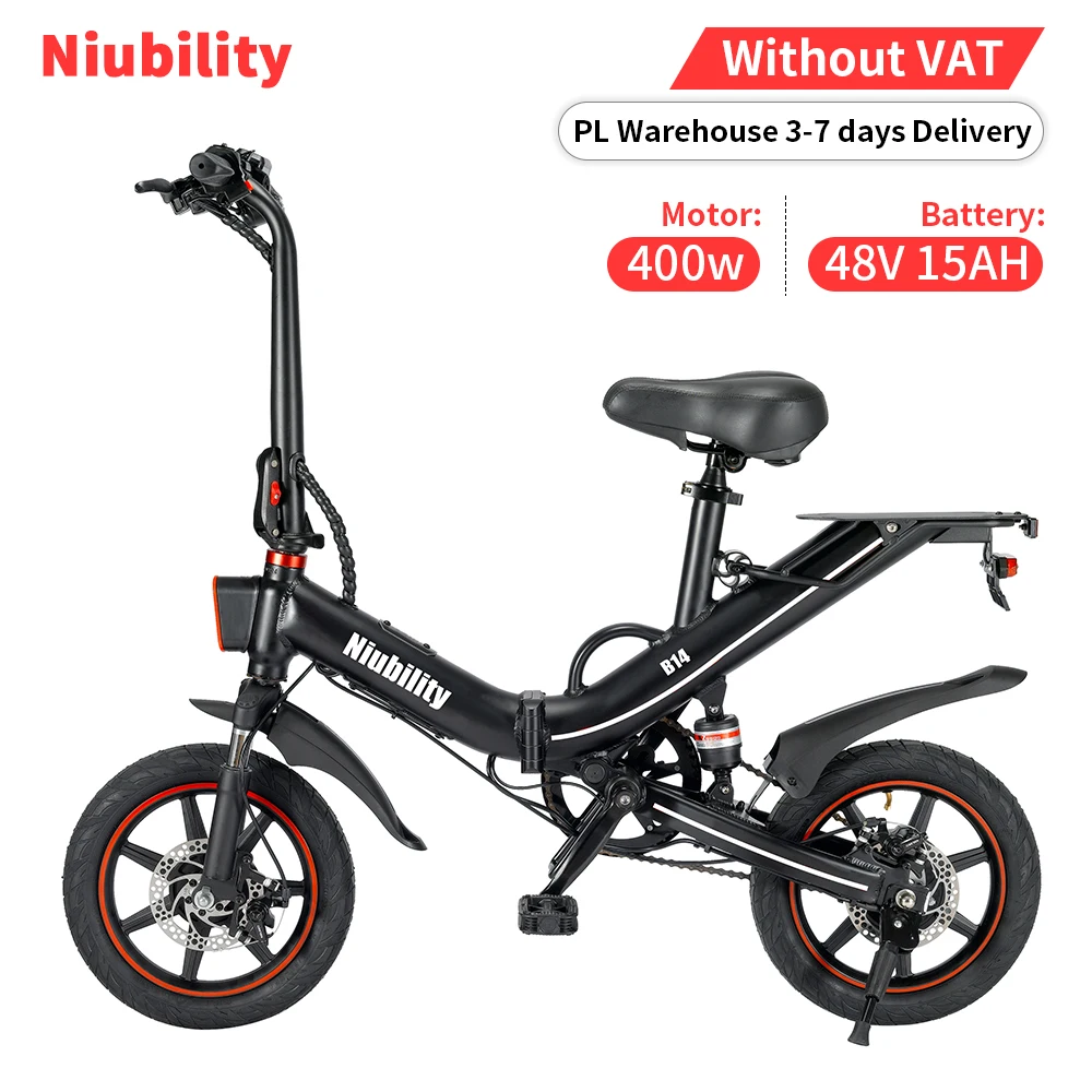 Складной электрический велосипед PL Warehouse Niubility B14 до 25 км/ч 400 Вт мощный мотор 48 В 15