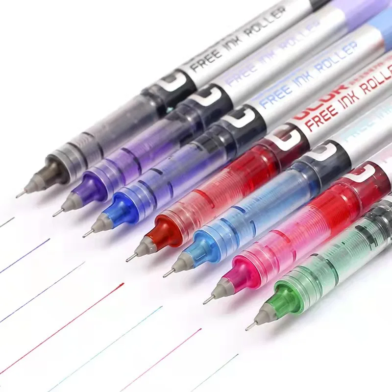 

7pcs/Set Multicolor Colors Full Needle Flat Straight Liquid Ball Pen 0.5mm Gel Pen Colorful Large Capacity Stationery Writing