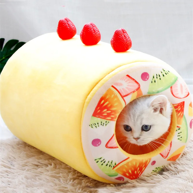 

Cat Accessories Dog Bed Cake Shape Kennel House casa gatos mascotas Pets Supplies Cushion Sleeping Semi-Enclosed Pet Nest CW378