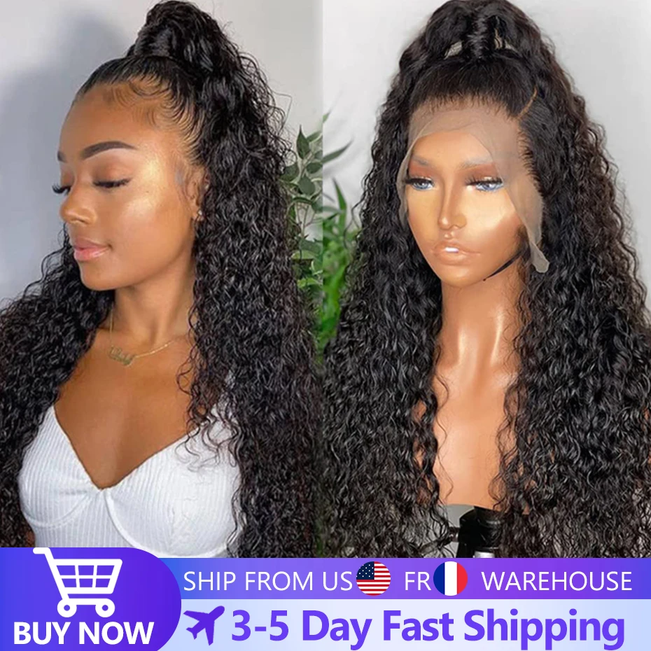 

13x4 Kinky Curly Wig Hd Lace Front Human Hair Wigs For Black Women Brazilian Transparent Lace Frontal Wig 150% 180% Density