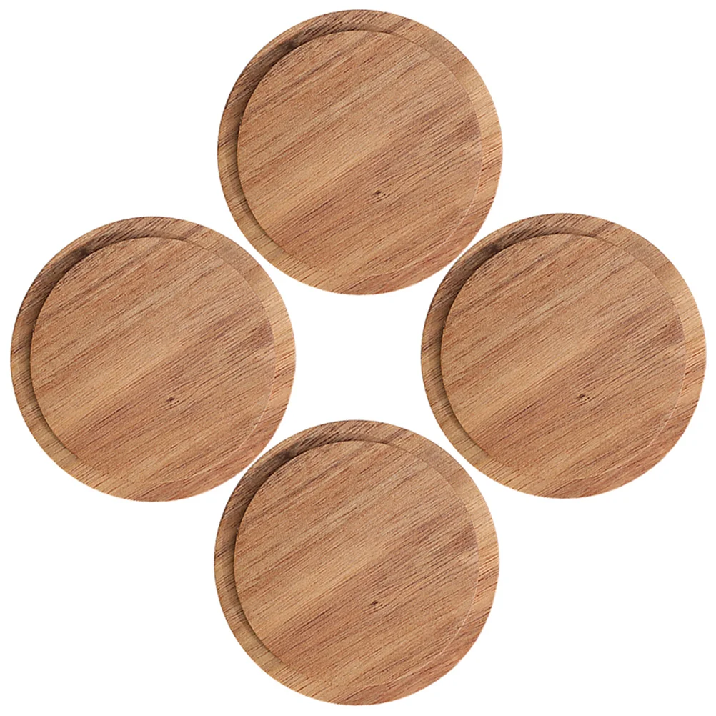 

4pcs Multipurpose Lid Cup Sealing Lid Wooden Lid Round Sealing Covering Lid