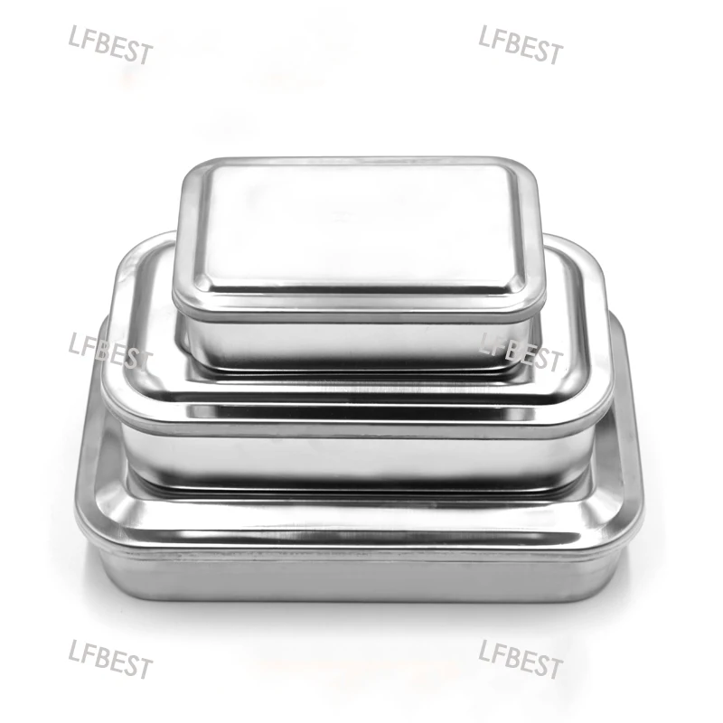 201 Medical Stainless Steel Square Plate With Lid Disinfection Square Plate Operation Tray Disinfection Vessel Iodophor Proof