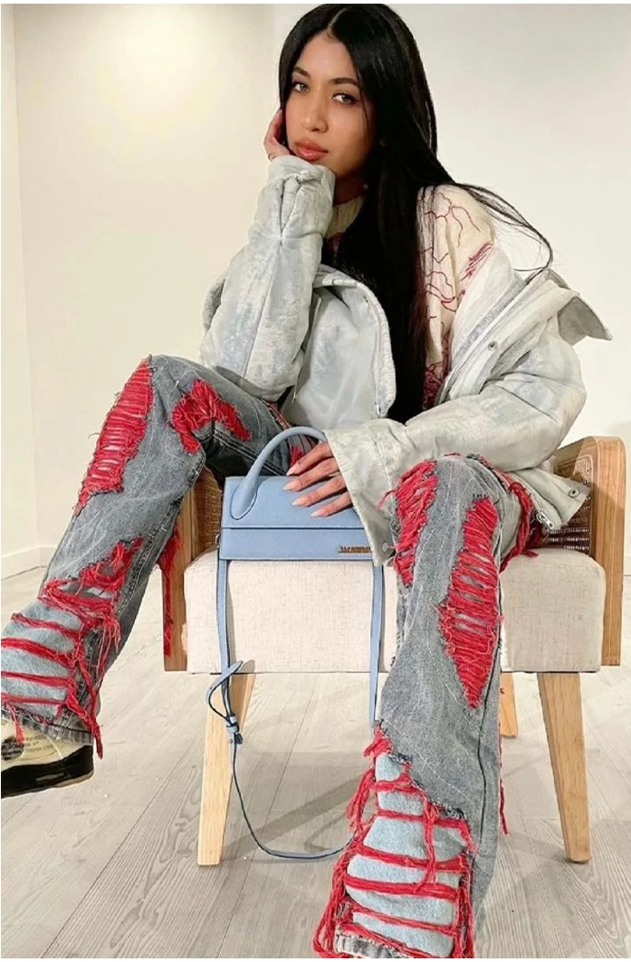 European and American Vibe Style Men's Retro High Street Hip-hop Heavy Industry Embroidery Women's Loose Jeans Trousers Tide