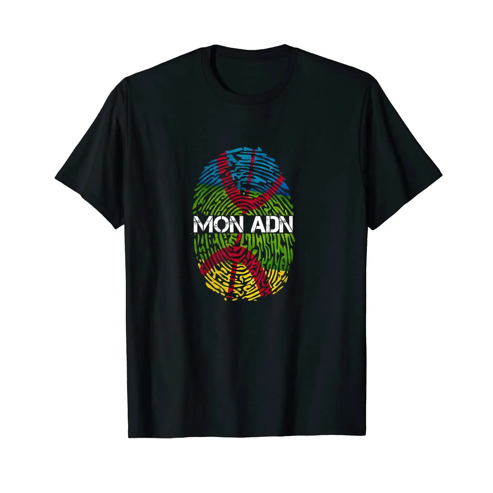 Фото Футболка My DNA Amazigh Kabyle с флагом, черная, винтажная, с эффектом потертости, для повседневной носки, уличная одежда, универсальная, дышащая, с графическим принтом №1