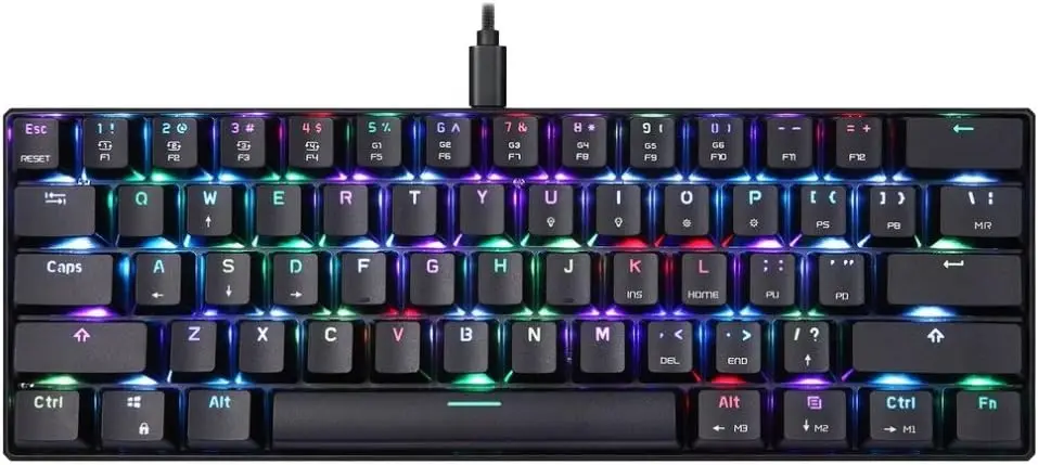 

2023 Mecânico Gamer CK61 RGB Switch Outemu Azul US - Preto teclado mecanino