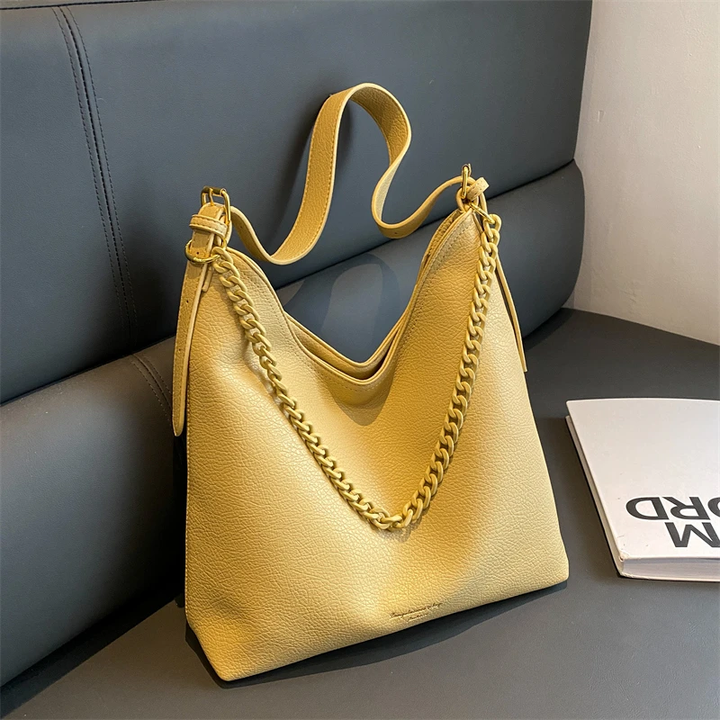 

Женская кожаная сумка-тоут на плечо, с цепочкой