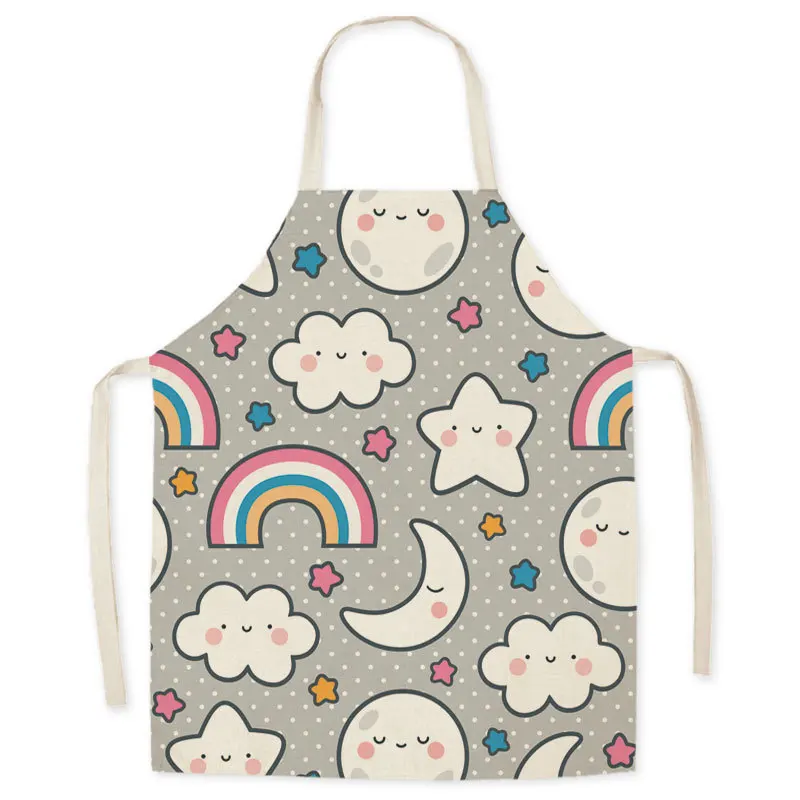 

Мультяшный Радужный фартук с облаком, льняной маслостойкий фартук, кухонный фартук для родителей и детей без рукавов, кухонный фартук