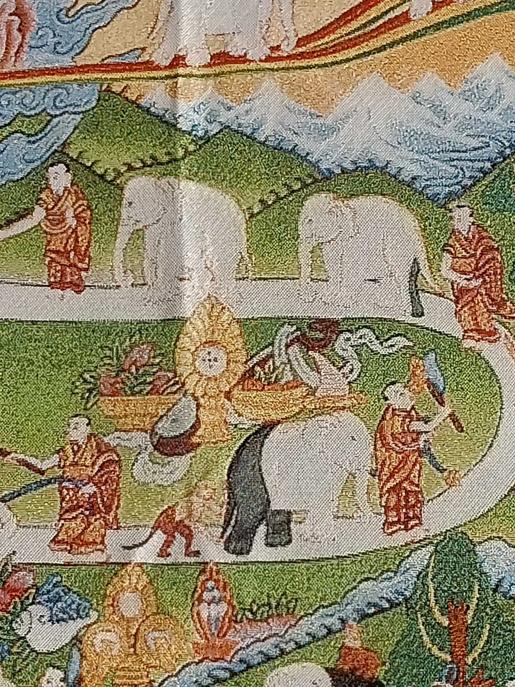 36-дюймовая тибетская вышитая ткань шелковая буддистская тоновая карта и девять