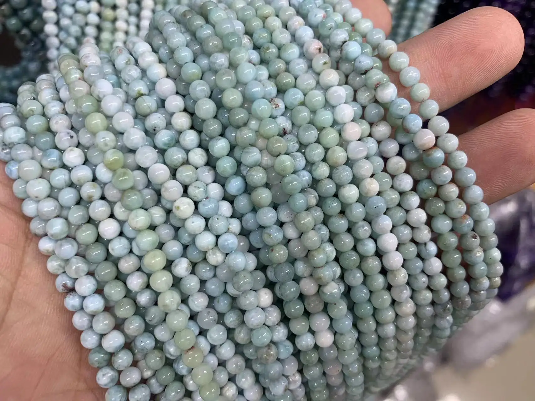 

4-5mm natural larimar stone beads for jewelry making strand 15" wholesale !