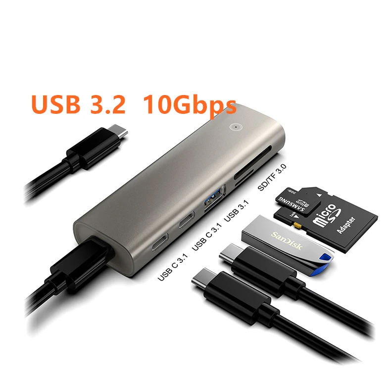 

Многопортовый адаптер USB3.2 Германии, устройство для чтения карт памяти, Тип c-хабы