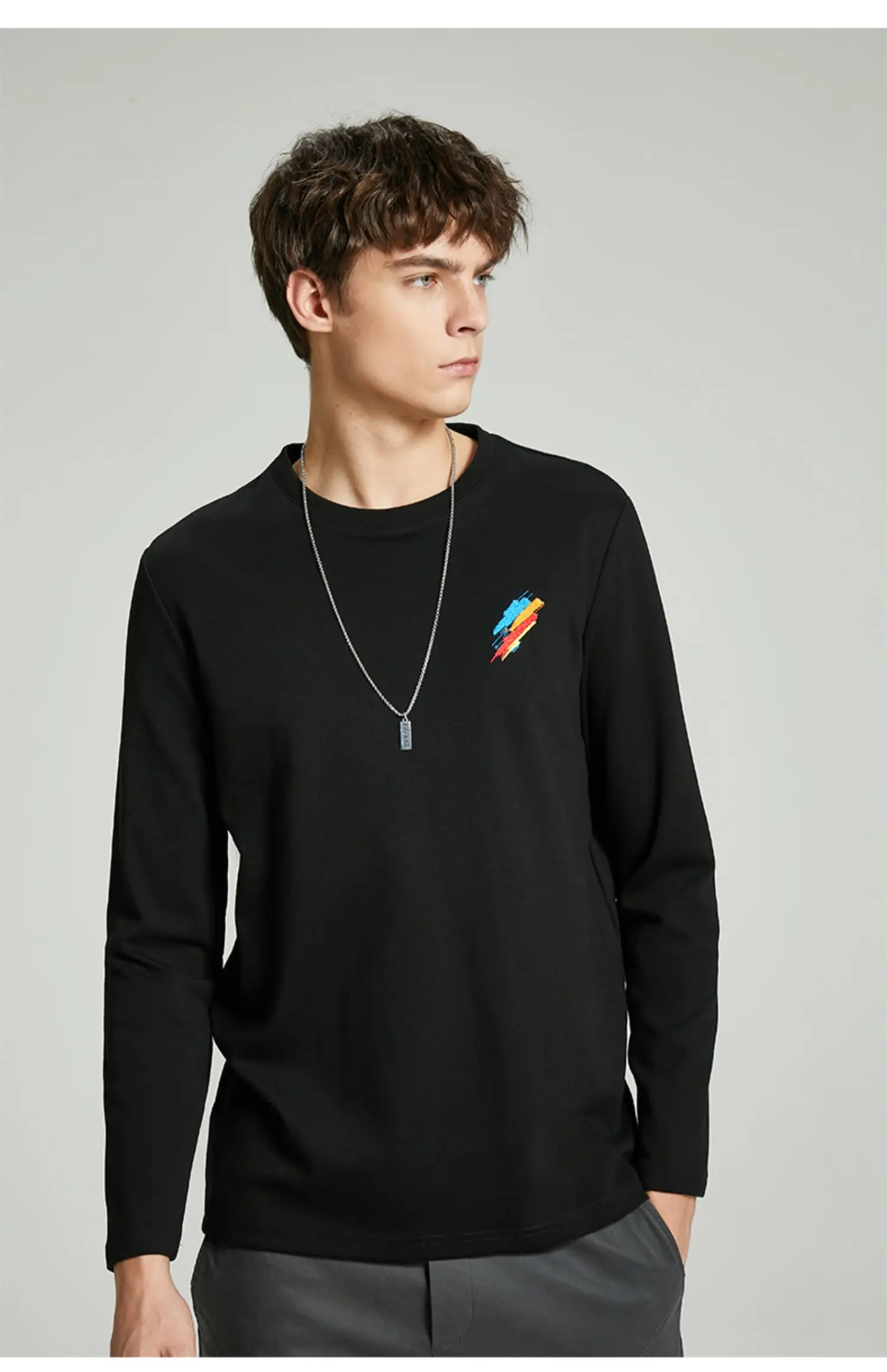 

1657 300G heavy long -sleeved T -shirt men's autumn new color embroidery shirt