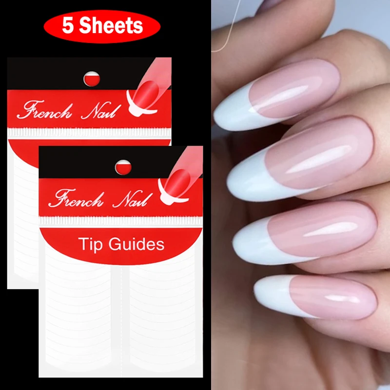 

5 Sheets French Style Nail Stripes White Wave Adhesive Decal Stickers Design Curve Nail Lines Decoration Nail Art Accessories