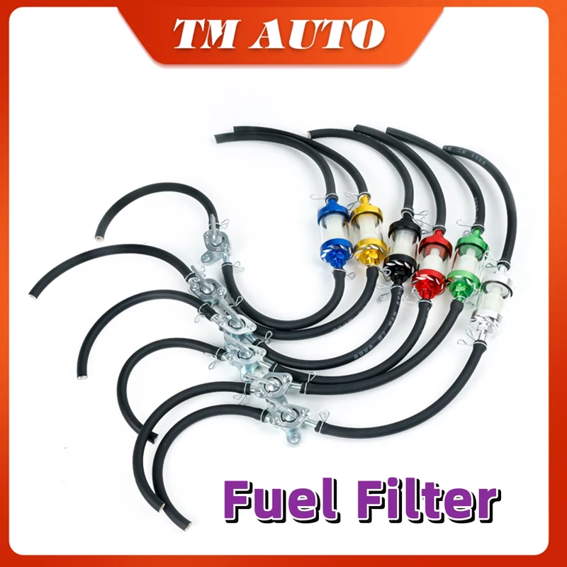 Motorcycle Inner Fuel Filter Gasoline Filters + Petrol Fuel Line Hose+Oil switch+6 clips Motocross
