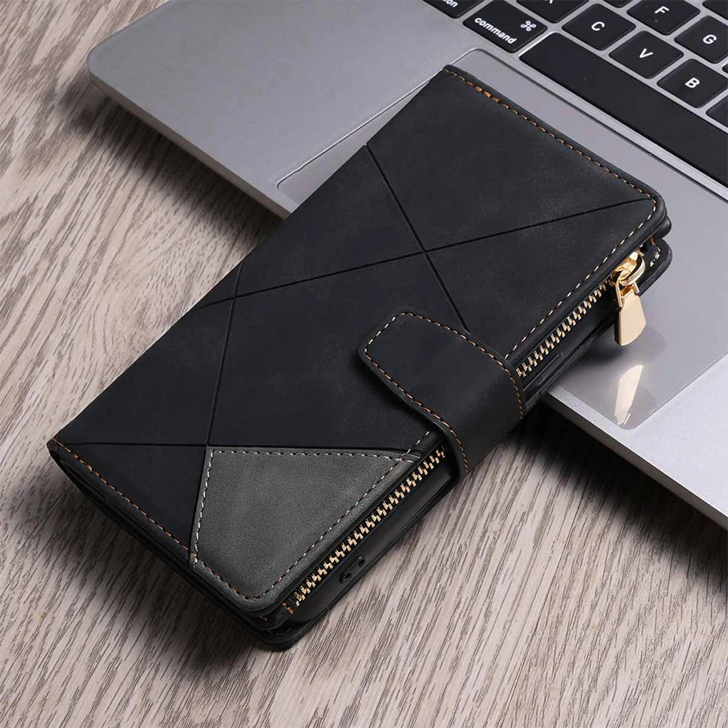 

Lightweight Mobile Phone Shell Multi-card Phone Case Classic Fall-proof Wallet Button Protective Cover Black Type 1