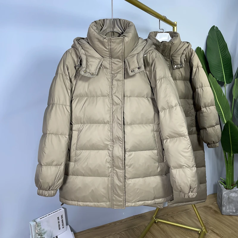 2022 New Down Jacket Women's Hooded Korean Version Loose Fashion Bread Clothes All-Match Thick White Duck Down Warm Coats Female