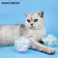 cat toy colored paper balls plastic kitten sratching interactive paper balls sounding balls pet cat supplies throwing toys