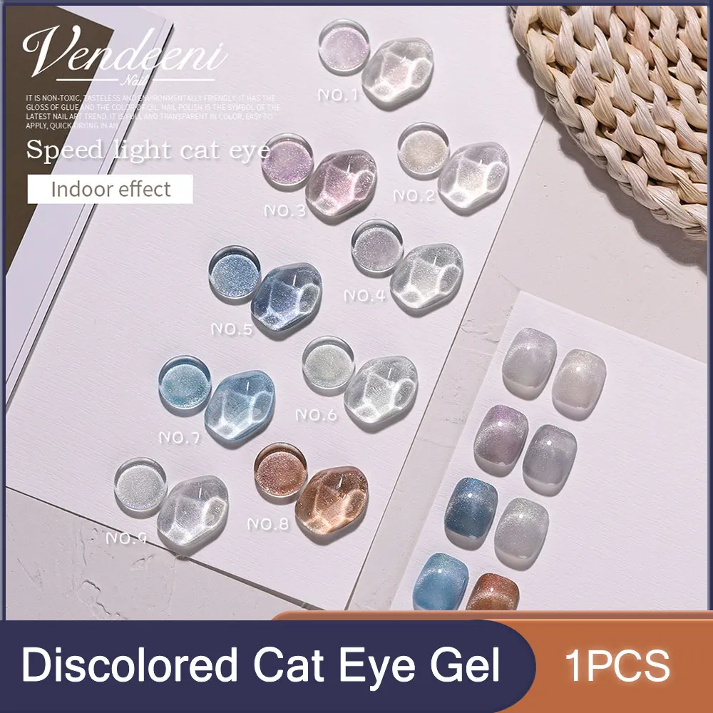 1 Bottle Discolored Cat Eye Nail Gel Polish Indoor/Outdoor Changes Color Nail Art Cat Eye Gel Nail Polish Varnish Nail Art Gel