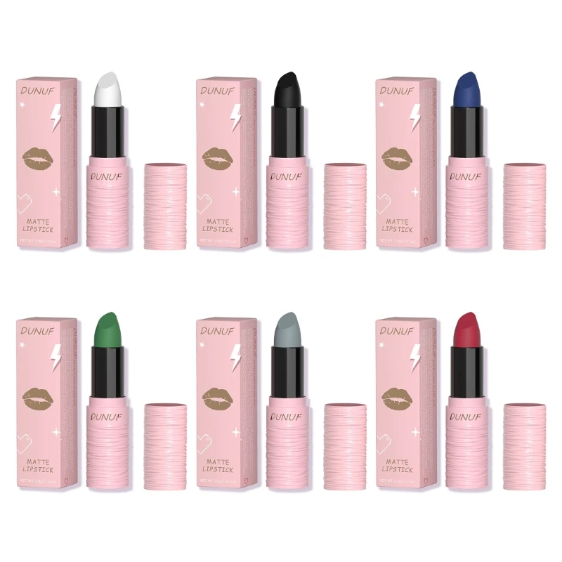 

6 Colors Matte Lipstick for Women Halloween Lip Makeup Cosplay Non-Stick Cup Not Fade Long-lasting Waterproof Lip Stick