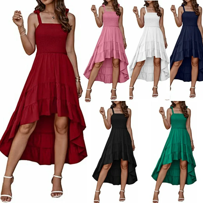 

Женское пляжное платье-макси с драпировкой и оборками