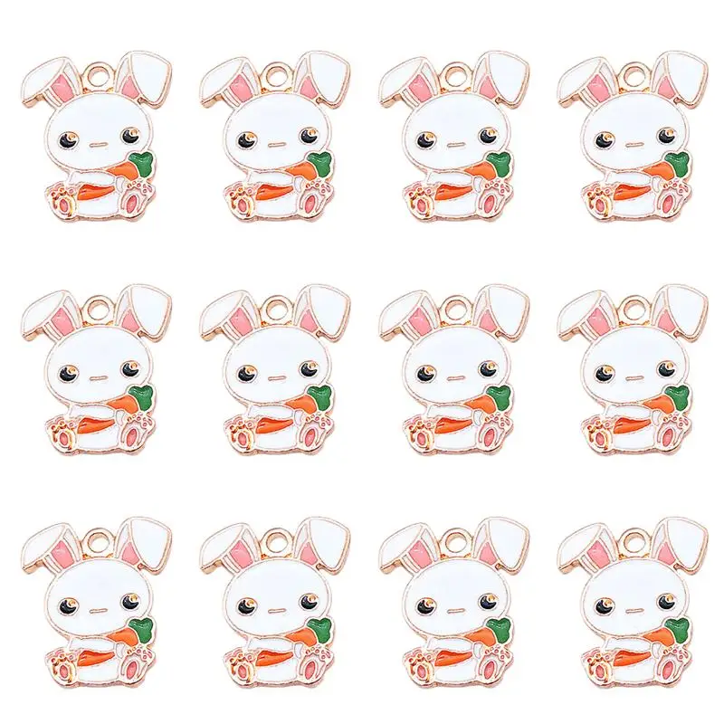 

20pcs Jewelry Making Bunny Charms Rabbit Easter Charms Rabbit Enamel Charms DIY Craft