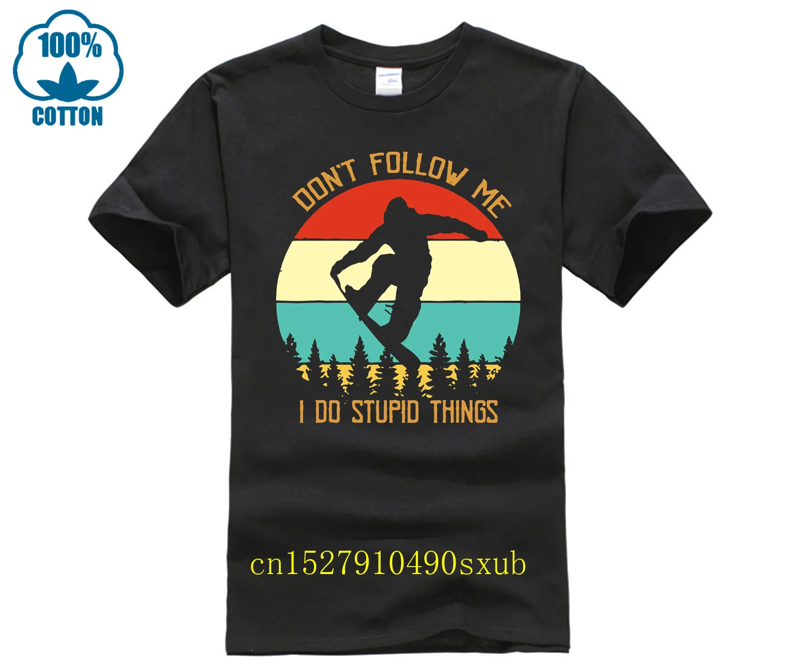 Don-t-Follow-Me-T-Shirt-I-Do-Stupid-Things-Snowboarding-Monkey-Funny-Tshirt-Asia-Size