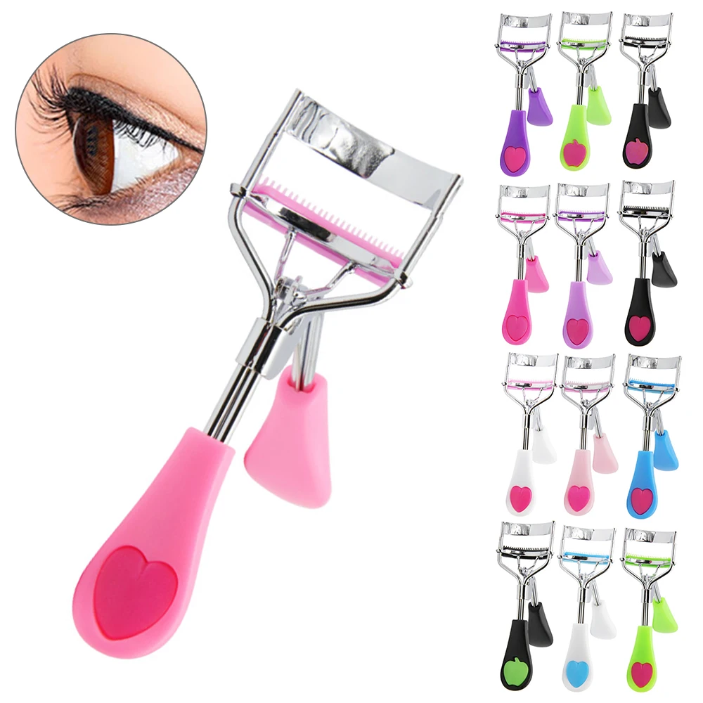 

1PC Professional Eyelash Curler Peach Heart Handle With Comb Clip Tweezers Curling Eyelash Cosmetic Eye Makeup Tool Maquillaje