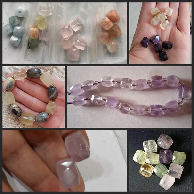 Граненые кубические бусины 1/2/5 шт. из натурального камня Аметистовые квадратные