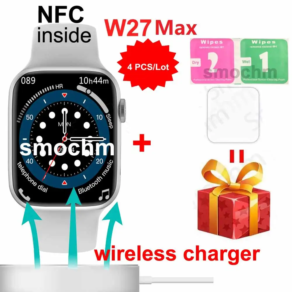 4 шт./лот Smochm IWO 14 W27Max NFC 1 9 дюйма 45 мм Смарт-часы 500 + часы загрузка Bluetooth