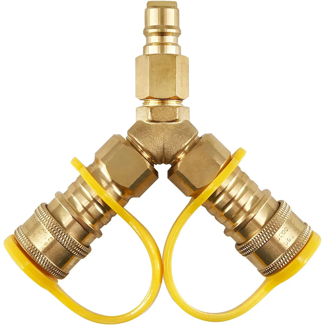 

3/8 Inch Y-Splitter Natural Gas Quick Connect Adapter Suitable for Weber Natural Gas Grill Generator Patio Firepit Etc.