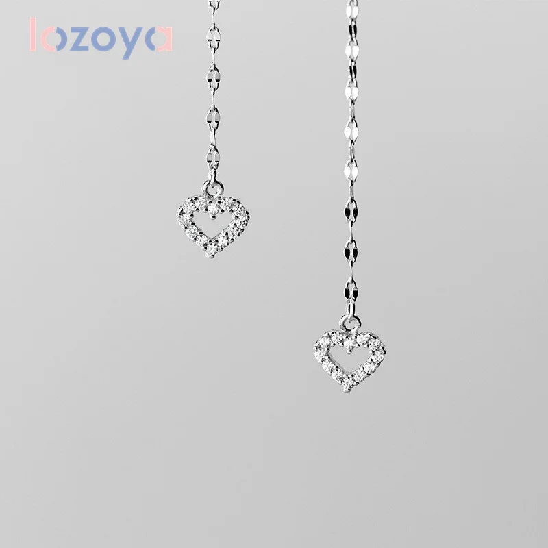 

Женские серебряные серьги Lozoya 925 пробы, Французская романтическая любовная цепочка, модный простой темпераментный пирсинг в форме сердца с ...